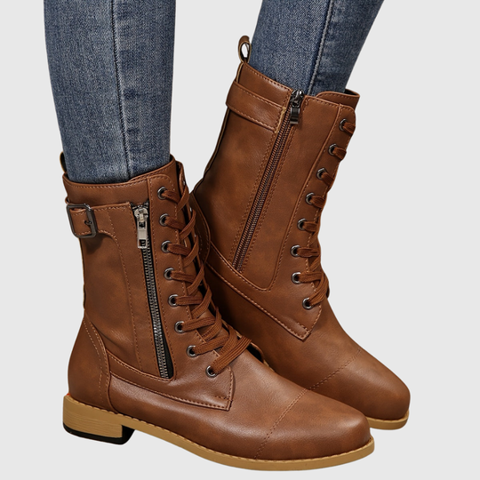 Carmine | Comfortable Side-Zip Leather Boots