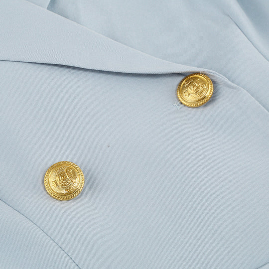 Cape Blazer Mini Dress with Belt and Gold Button Detail