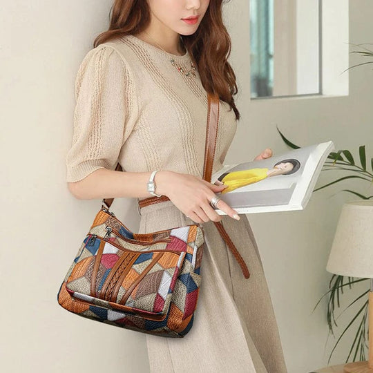 AURARO | MOSAIC LEATHER HANDBAG
