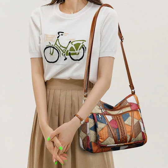 AURARO | MOSAIC LEATHER HANDBAG