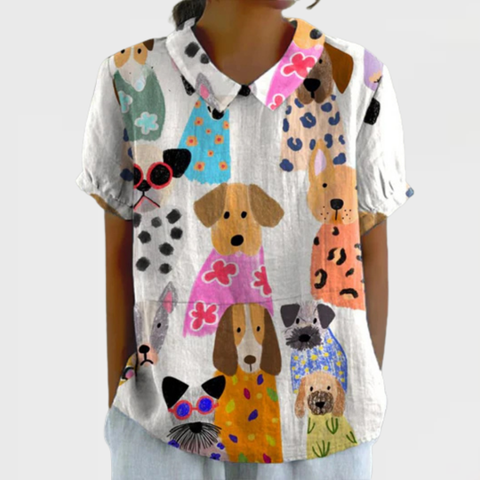 Tilly | Dog Print Blouse