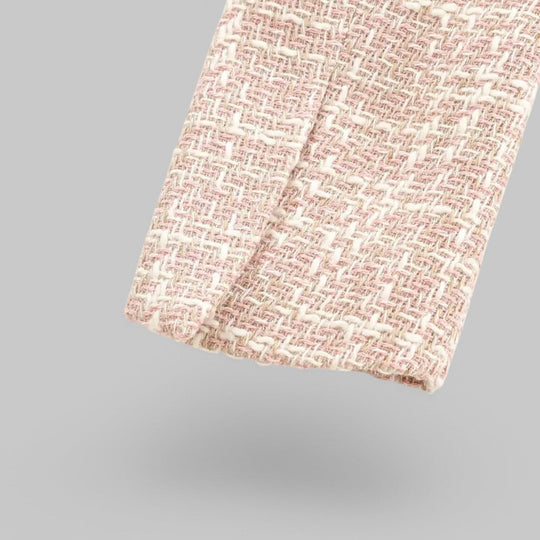 Women's Classic Double-Breasted Pink Tweed Blazer