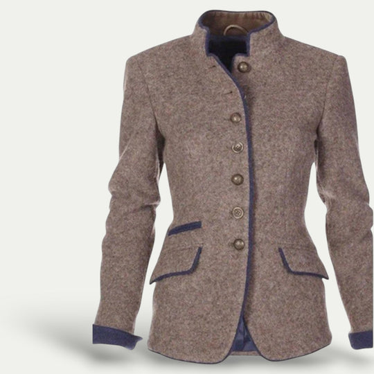 Women’s Tailored Short Blazer with Stand Collar – Smart Casual Layer